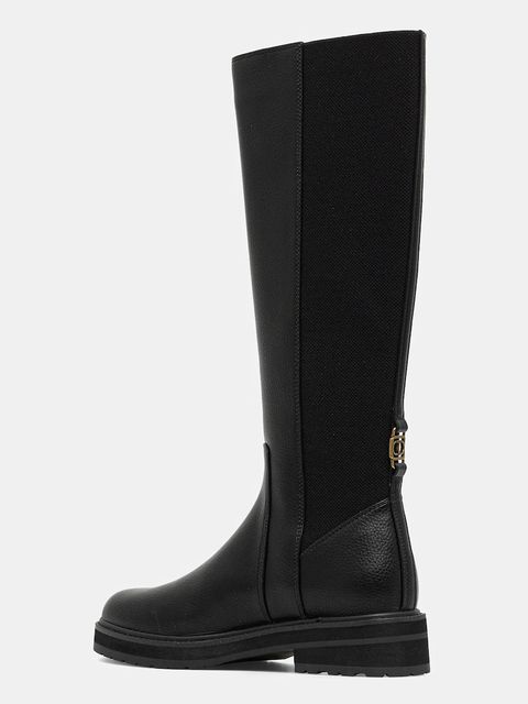 Twinset kozaki damskie kolor czarny na płaskim obcasie 252TGT120