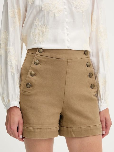 Answear.LAB szorty damskie kolor beżowy gładkie high waist - zdjęcie produktu nr 1