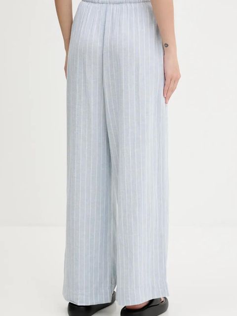 Abercrombie & Fitch spodnie lniane damskie kolor niebieski szerokie high waist KI156-5205