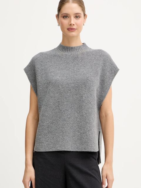 United Colors of Benetton kamizelka z dodatkiem wełny damski kolor szary z półgolfem 1244D10EF - zdjęcie produktu nr 1