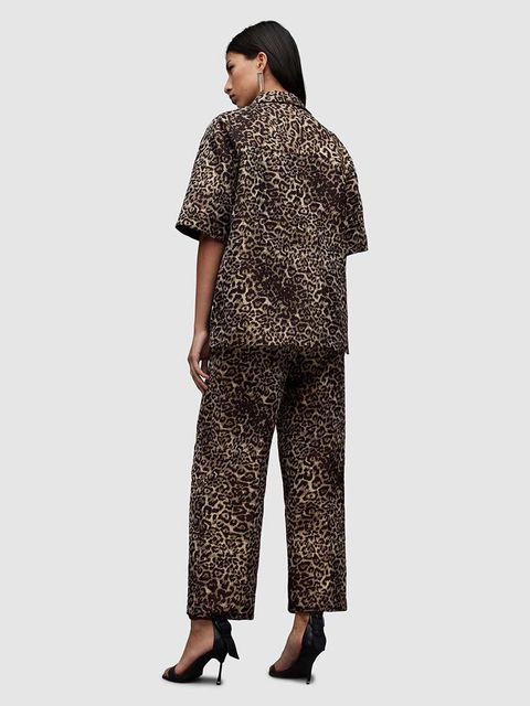 AllSaints spodnie JEMI LEPPO damskie kolor czarny szerokie high waist