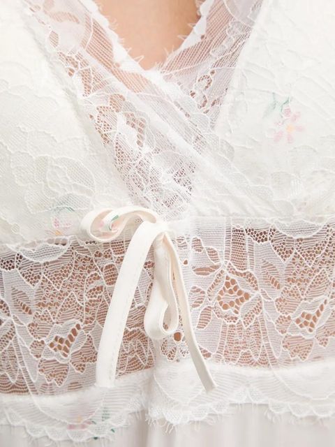 Answear.LAB piżama damska kolor biały koronkowa