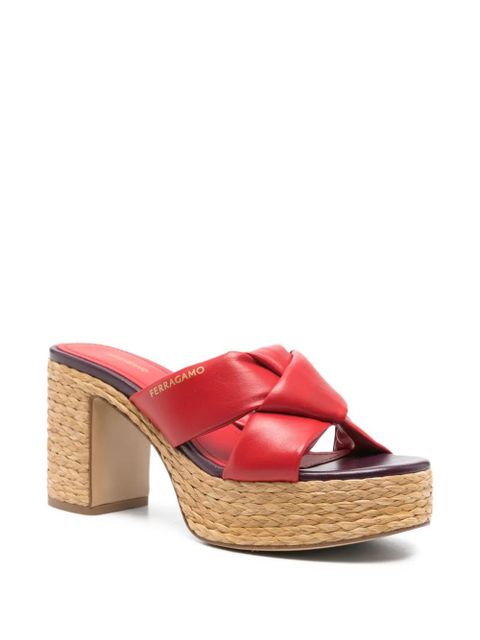 Ferragamo 90mm knot-detail platform sandals - Red - zdjęcie produktu nr 2