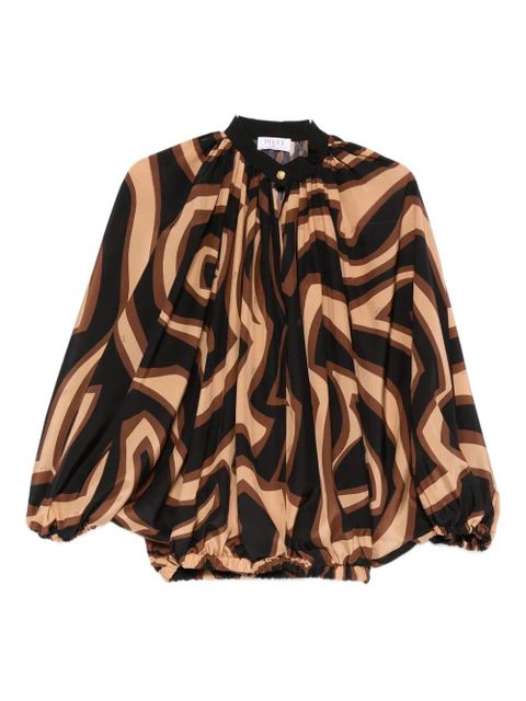 PUCCI abstract-pattern gathered top - Brown