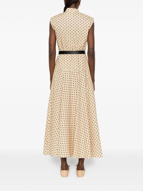 Max Mara polka-dot belted midi dress - Neutrals