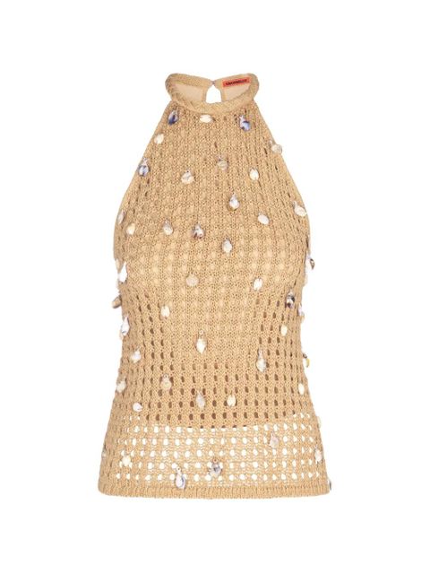 Simon Miller Bahi shell-embellished crochet top - Neutrals - zdjęcie produktu nr 1