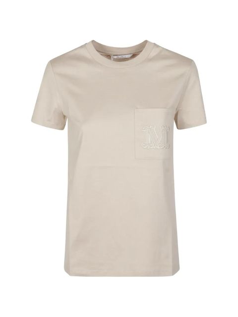 Max Mara logo-embroidered pocket T-shirt - Neutrals - zdjęcie produktu nr 1