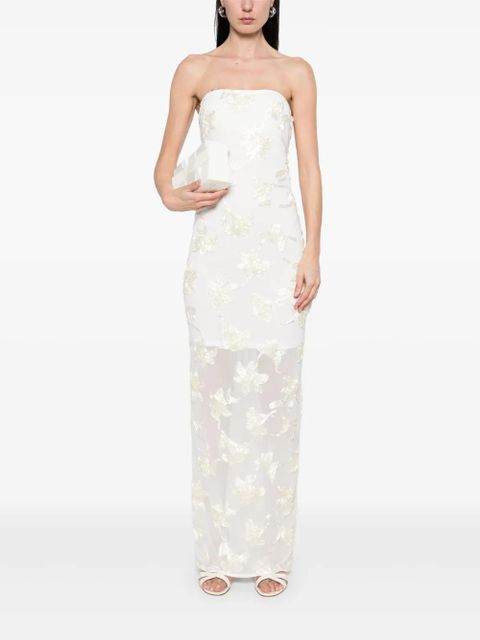 ROTATE BIRGER CHRISTENSEN floral-appliqué tulle maxi dress - White - zdjęcie produktu nr 2