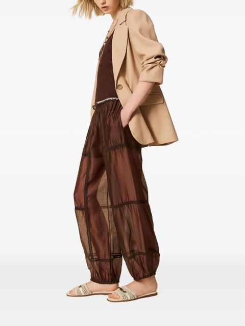 TWINSET elastic-waistband trousers - Brown