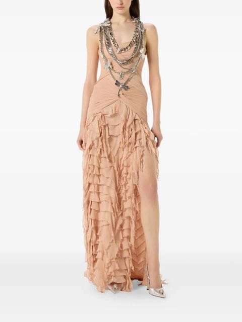 Blumarine ruched ruffled maxi dress - Neutrals - zdjęcie produktu nr 2