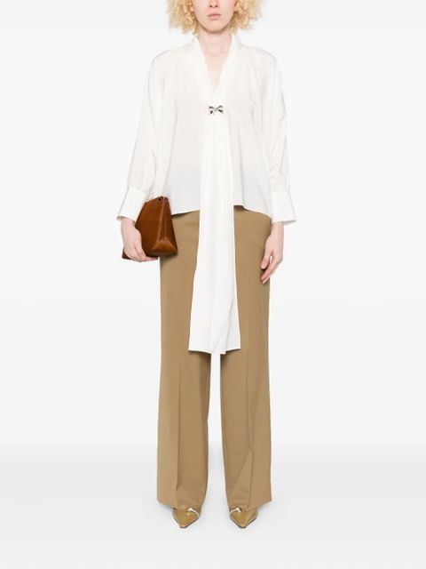 Max Mara bow-detail silk top - White