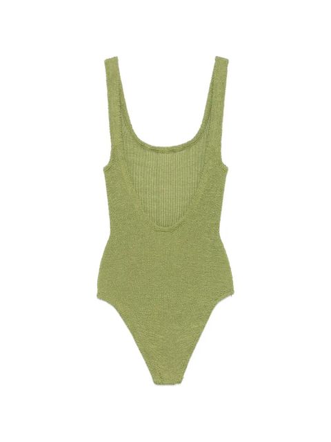 Hunza G crinkle-effect square-neck swimsuit - Green - zdjęcie produktu nr 2