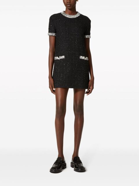 Valentino Garavani embroidered tweed minidress - Black