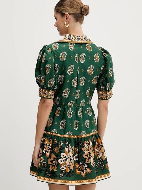 Farm Rio sukienka bawełniana kolor zielony mini rozkloszowana 351134