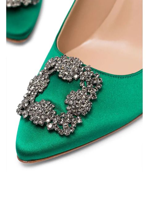 Manolo Blahnik 90mm Hangisi satin pumps - Green - zdjęcie produktu nr 2