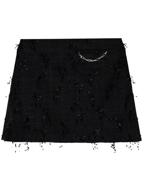 GANNI fringed tweed mini skirt - Black - zdjęcie produktu nr 1