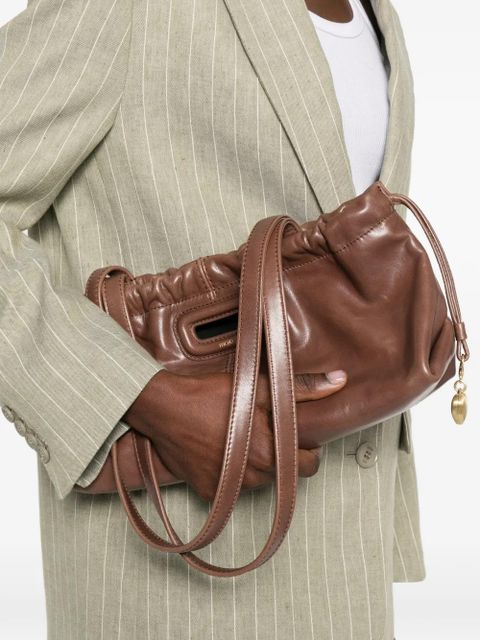 Maje gathered leather shoulder bag - Brown - zdjęcie produktu nr 2