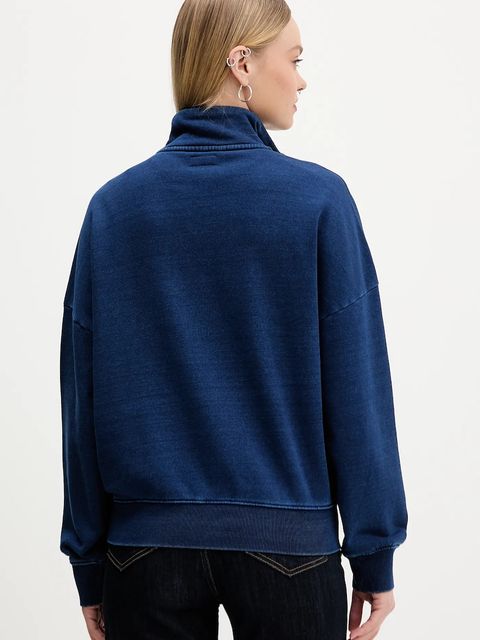 Guess Jeans bluza bawełniana damska kolor granatowy gładka W5YQ10 KCXQ1