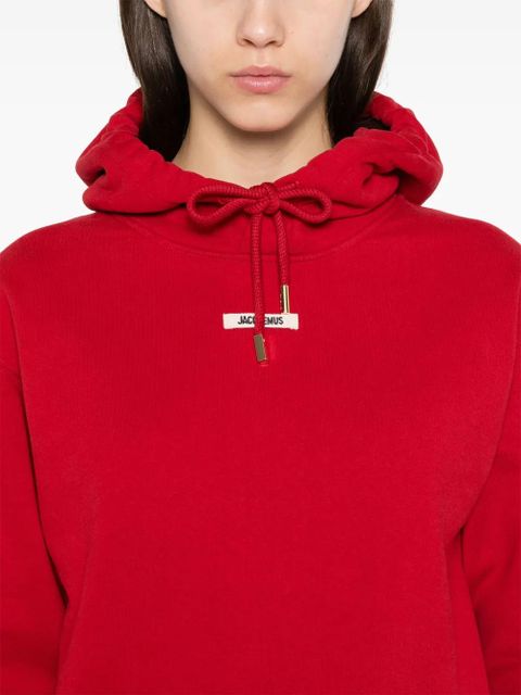 Jacquemus logo-patch hoodie - Red