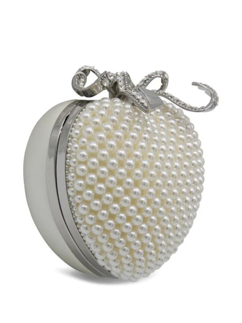 Self-Portrait pearl-embellished heart clutch bag - White - zdjęcie produktu nr 2