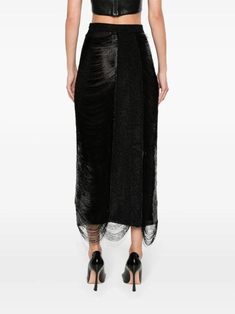 Alexander McQueen fringe-detail panelled skirt - Black