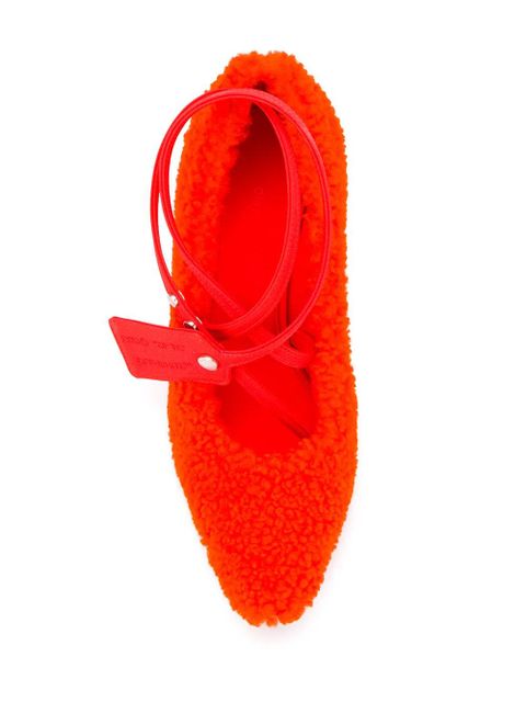 Off-White textured ankle-strap pumps - Orange