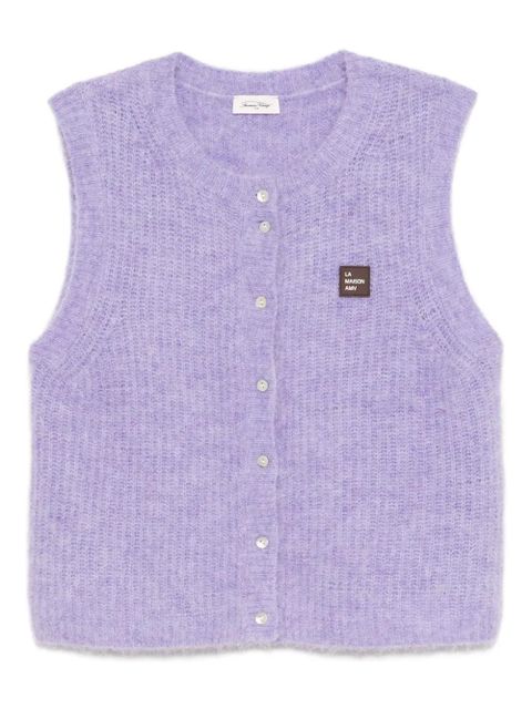 American Vintage logo-patched sleveeless cardigan - Purple - zdjęcie produktu nr 1