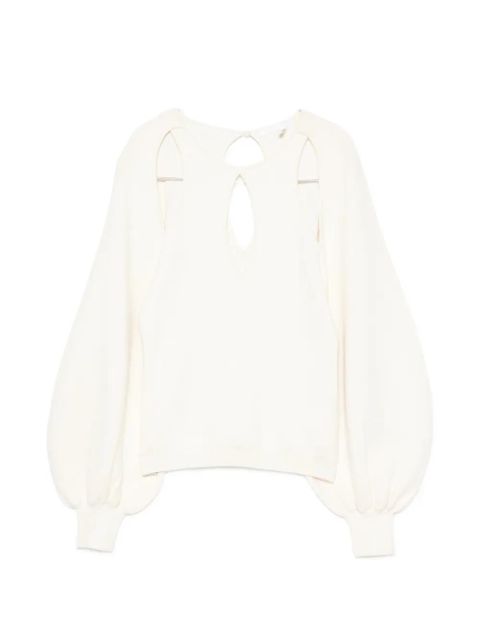 Chloé cut-out puff-sleeve sweater - Neutrals - zdjęcie produktu nr 1