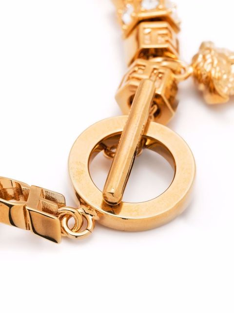 Versace Greca logo-lettering charm bracelet - Gold