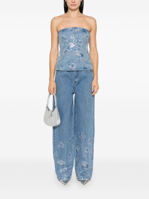 ROTATE BIRGER CHRISTENSEN rhinestoned wide-leg jeans - Blue - zdjęcie produktu nr 2
