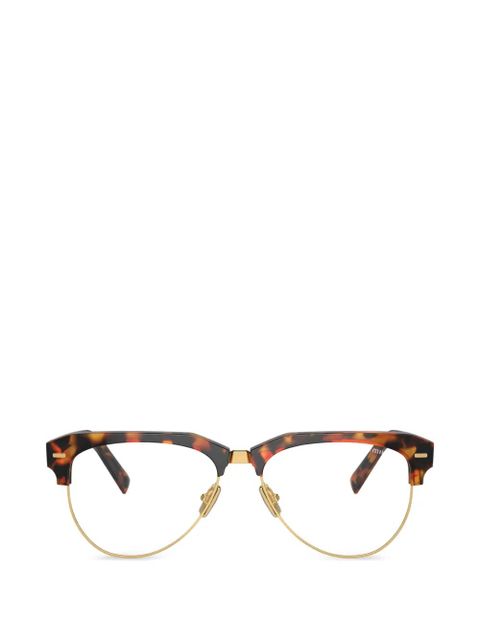 Miu Miu Eyewear browline-frame glasses - Brown - zdjęcie produktu nr 1