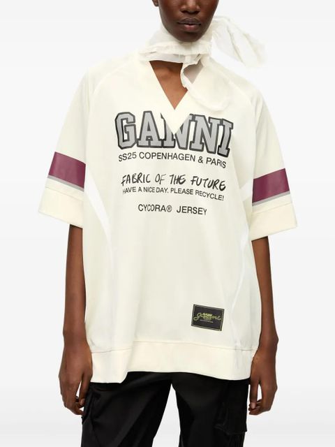 GANNI Future Mesh T-shirt - Neutrals