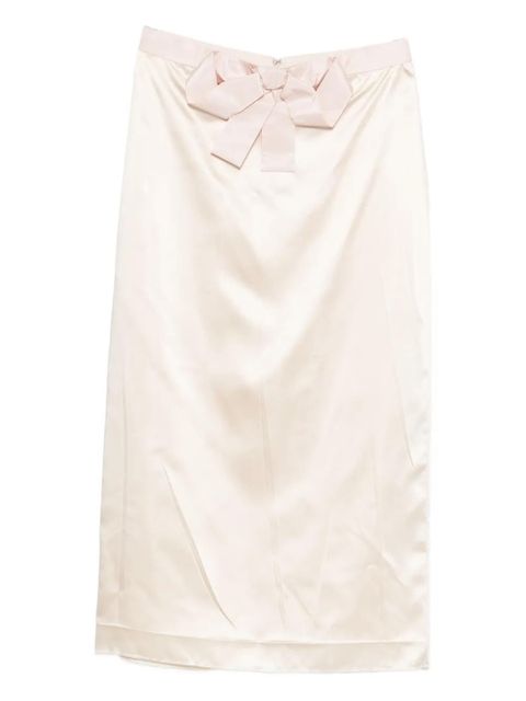 Valentino Garavani bow-detail silk skirt - Neutrals