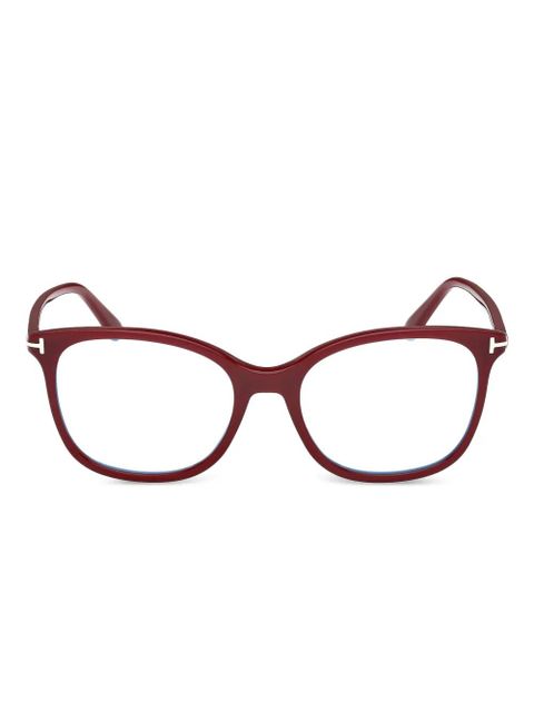 TOM FORD Eyewear hinge-detail round glasses - Red - zdjęcie produktu nr 1