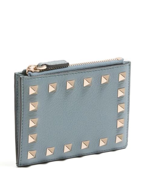 Valentino Garavani Rockstud grained-leather card holder - Blue