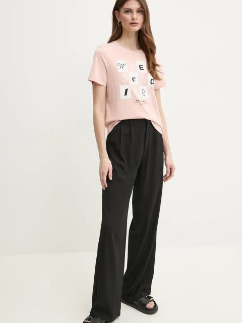 Weekend Max Mara t-shirt bawełniany damski kolor różowy 2515971052600