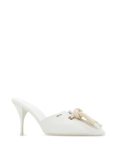 Prada 85mm knot-detail mules - White