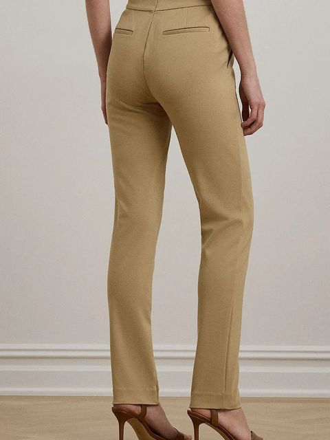 Lauren Ralph Lauren spodnie damskie kolor beżowy proste medium waist 200980023