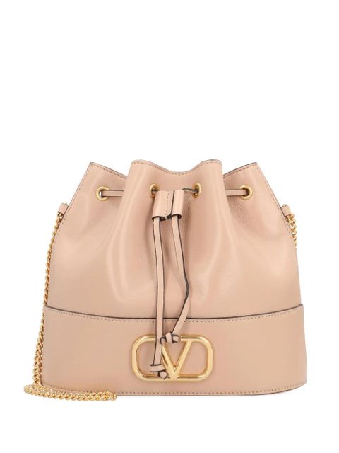 Valentino Garavani mini VLogo Signature leather bucket bag - Pink - zdjęcie produktu nr 1