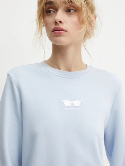 Karl Lagerfeld bluza bawełniana damska kolor niebieski z aplikacją A1W20009