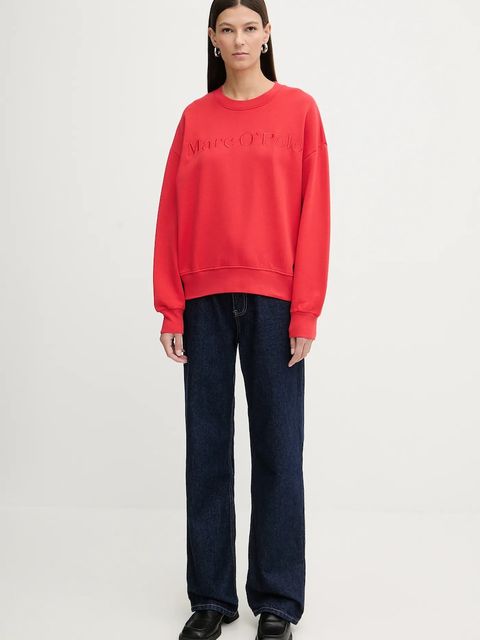 Marc O'Polo bluza bawełniana damska kolor czerwony gładka 600407354175