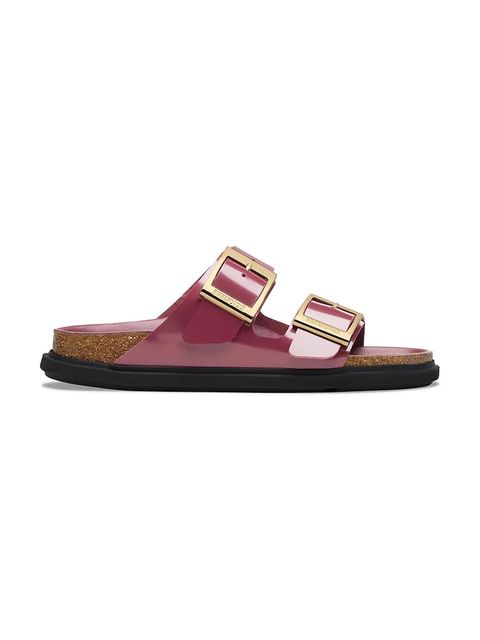 Birkenstock klapki skórzane Arizona Droplet Buckle damskie kolor czerwony 1030367 - zdjęcie produktu nr 1