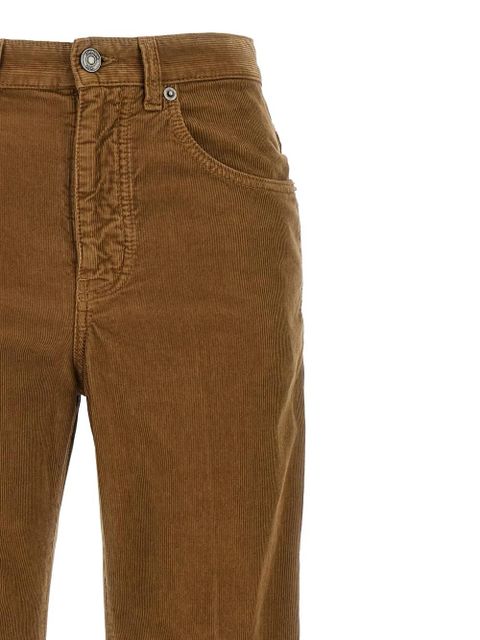 Saint Laurent pleat-detail corduroy trousers - Brown
