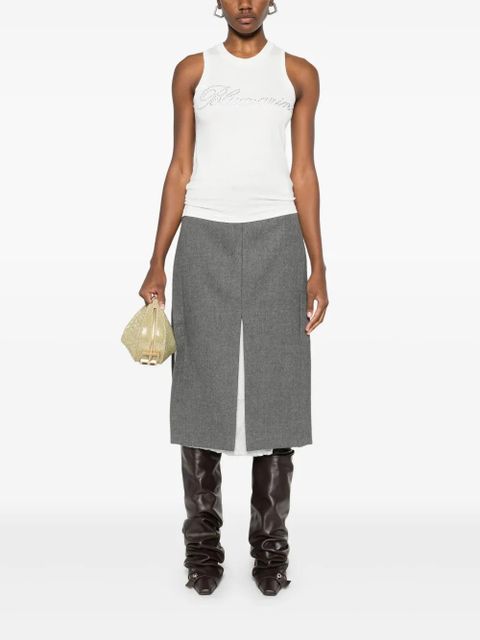 Blumarine rhinestone-logo tank top - White