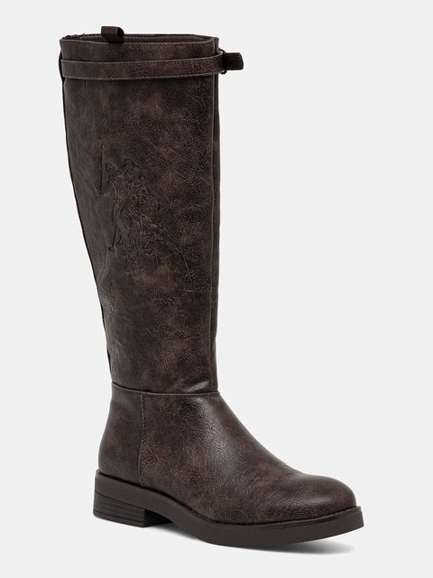 U.S. Polo Assn. kozaki YLENIA001 damskie kolor brązowy na płaskim obcasie YLENIA001W/EY1 - zdjęcie produktu nr 1