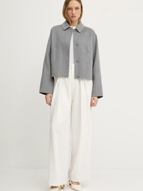 BOSS płaszcz wełniany damski kolor szary przejściowy 50543170 - zdjęcie produktu nr 2