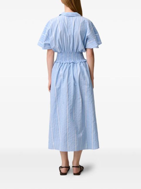 Claudie Pierlot striped shirred cotton dress - Blue