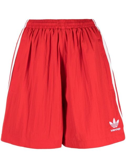 Balenciaga x Adidas logo-print track shorts - Red