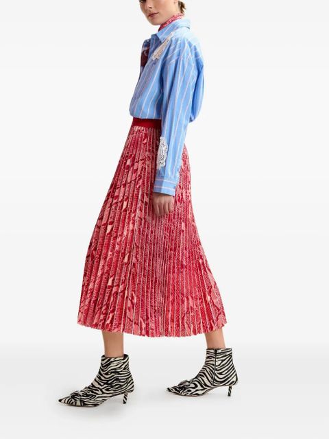 Essentiel Antwerp pleated snake-print midi skirt - Blue