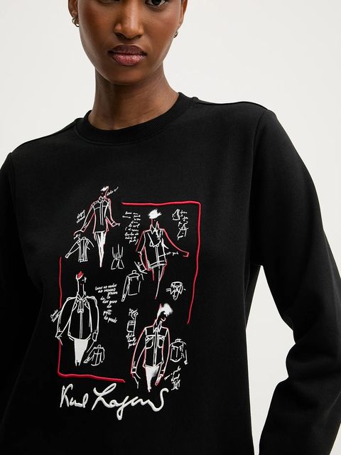 Karl Lagerfeld bluza bawełniana KARL SERIES damska kolor czarny wzorzysta A3W20065 - zdjęcie produktu nr 2